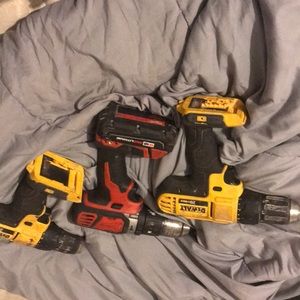 2 Dewalt driver drill-1 Milwaukee hammer dill